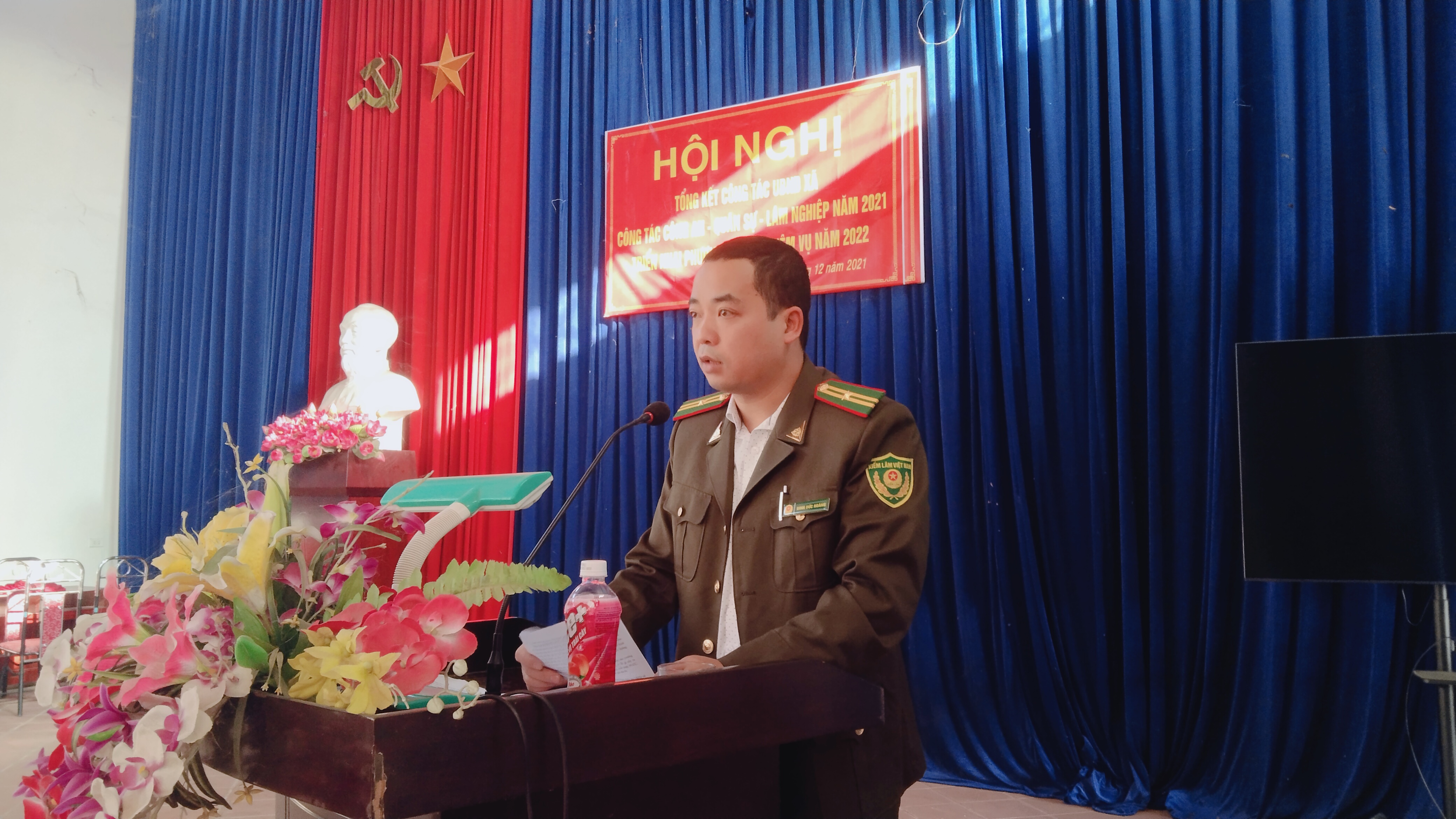 Ông Nguyễn Đức Hoàng -Hạt phó hạt kiểm lâm huyện Phú Lương phát biểu tại hội nghị